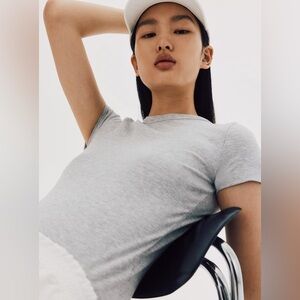 Gray Short Sleeve babydoll T-Shirt